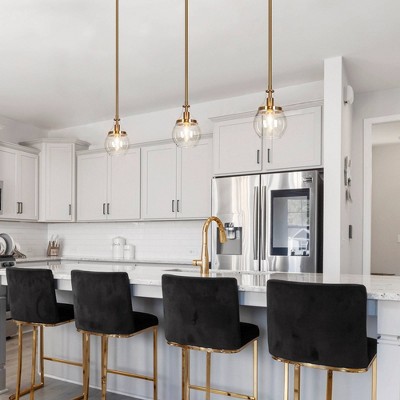 Polished Gold and Matte Black Mini Globe Pendant Light with Clear Glass Shade