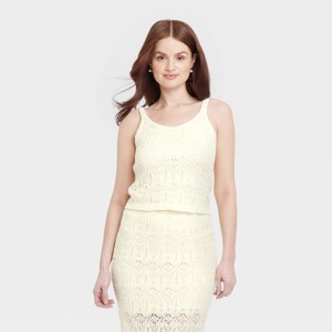 Women's Crochet-Style Sweater Tank - A New Day™ - 1 of 3
