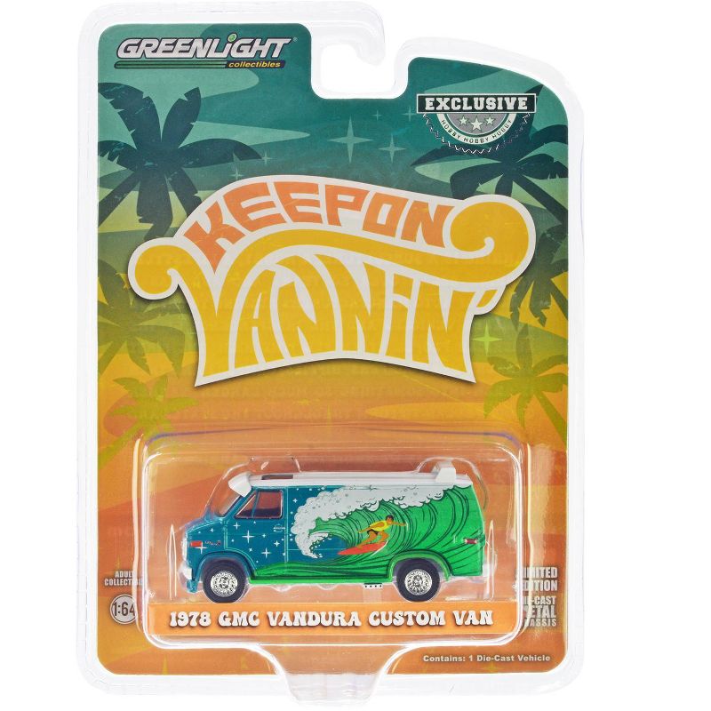 1978 GMC Vandura Custom Van Blue with White Top and Surf Graphics "Hobby Exclusive" Series 1/64 Diecast Model Car by Greenlight, 3 of 4