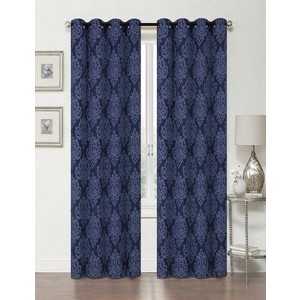 Kate Aurora 2 Pack Delaney Room Darkening Damask Print Grommet Curtain - 1 of 4