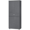 HOMCOM 72" Freestanding Kitchen Pantry Cabinet with 2 Large Double Door Cabinets  and 1 Center Drawer, gray - 4 of 4