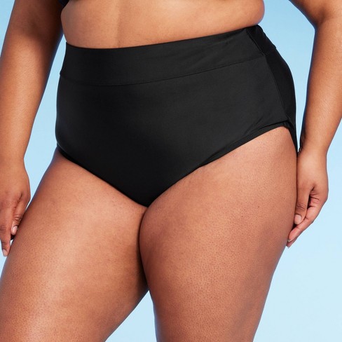 Women's Full Coverage High Waist Bikini Bottom - Kona Sol™ Black X