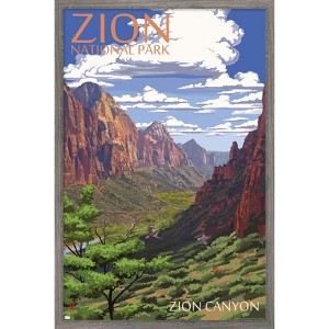 Trends International Lantern Press - Zion National Park, Utah, Zion Canyon View Framed Wall Poster Prints - 1 of 4