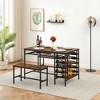Dining Table Set for 4, Kitchen Table Set for 4 with 2 Benches, Rectangular Dining Room Table Set with Wine Rack & Storage Shelves - 4 of 4