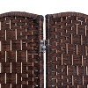 SpassWay 71"H Artisan Woven Wood Folding Screen Multi Panel Room Divider for Natural Privacy and Organic Style(Nature Wood and Brown) - 2 of 4