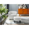 White Swivel Accent Chair 360° Comfy Recliner Corduroy Arm Chair Single Sofa with Ottoman for Living Room Bedroom - 4 of 4