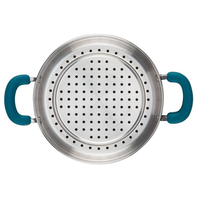 Rachael Ray Create Delicious 3qt Hard Anodized Nonstick Saute Pan with Steamer Teal Handles, 5 of 8