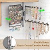Hanging Jewelry Organizer Wall Mount with Rustic Wood Shelf, Ring Display Box, Rotating Necklace Holder Organizer - 3 of 4