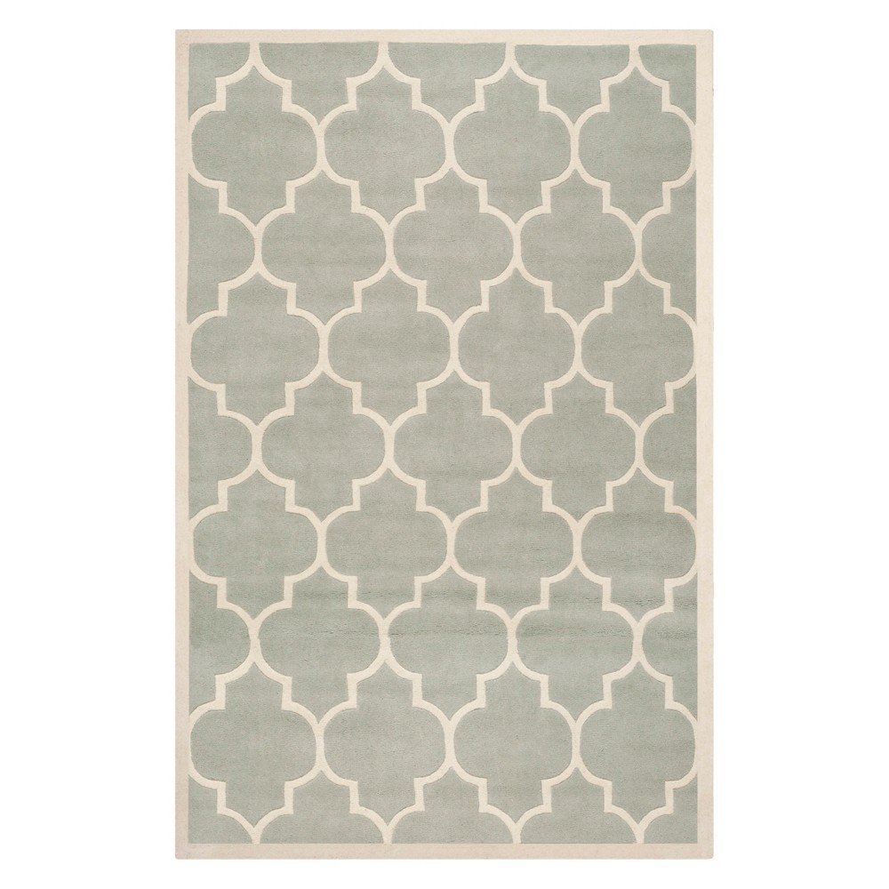 6'x9' Brandy Quatrefoil Design Tufted Area Rug Gray/Ivory - Safavieh