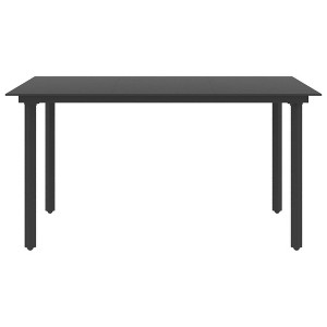 vidaXL Outdoor Dining Table Patio Table with Glass Top Garden Furniture Steel - 1 of 4