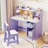 Safstar Kids Study Desk and Chair Set Wooden Children Writing Table w/ Shelves & Drawer - 4 of 4