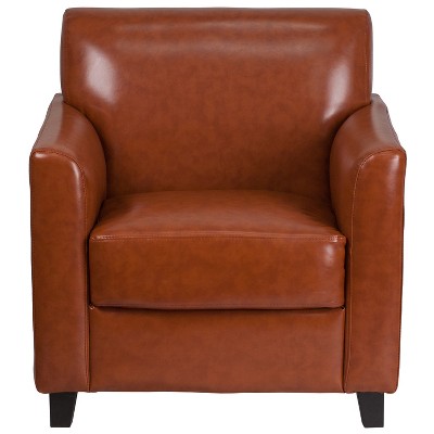 Cognac LeatherSoft Modern Reception Chair with Hardwood Frame
