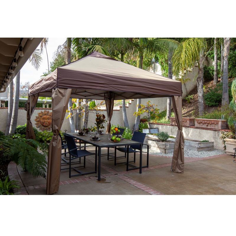 Z Shade 10 x 10 Foot Lawn and Garden Event Outdoor Portable Canopy Gazebo Pop Up Shelter Tent with Skirts for Camping and Outdoor Parties, Tan, 3 of 7