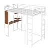 CAVINAS Twin Size Metal Loft Bed with Ladder & Fence,Modern Bed Frame with Desk for Bedroom,Study - 2 of 4