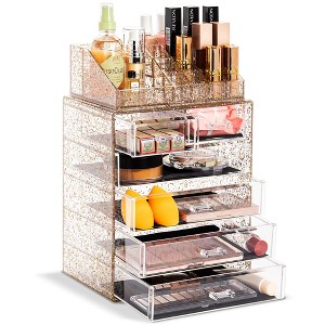Sorbus 2 Piece Acrylic Makeup and Jewelry Storage Organizer Case (6 Drawers and Lipstick Tray) - 1 of 4