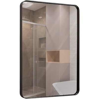 Bronze Rectangular Metal Frame Wall Mirror, 24" x 36"