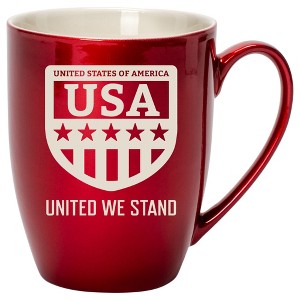 100 North United States of America 10 Ounce Cardinal Red Metallic Finish, Comfortably Fits Your Hands, New Bone China Coffee Tea Cup Mug, USA United - 1 of 1