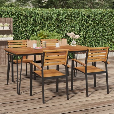 vidaXL Patio Table with Hairpin Legs 70.9 in.x35.4 in.x29.5 in. Solid Wood Acacia