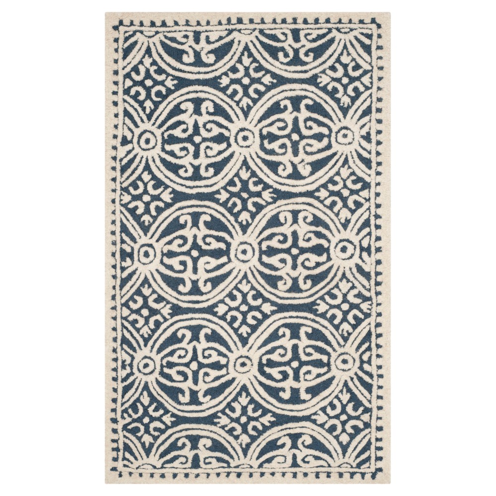 Navy/Ivory Color Block Tufted Area Rug 4'x6' - Safavieh