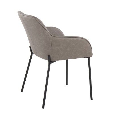Daniella Black Steel and Gray Faux Leather Dining Chairs, Set of 2