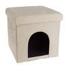 Pet Adobe Multipurpose Collapsible Pet House Ottoman with Cushion Top - 15" x 15", Tan - 4 of 4