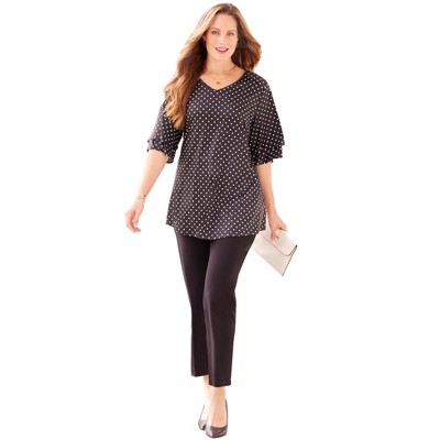 Catherines Women's Plus Size Flutter Sleeve Swing Top