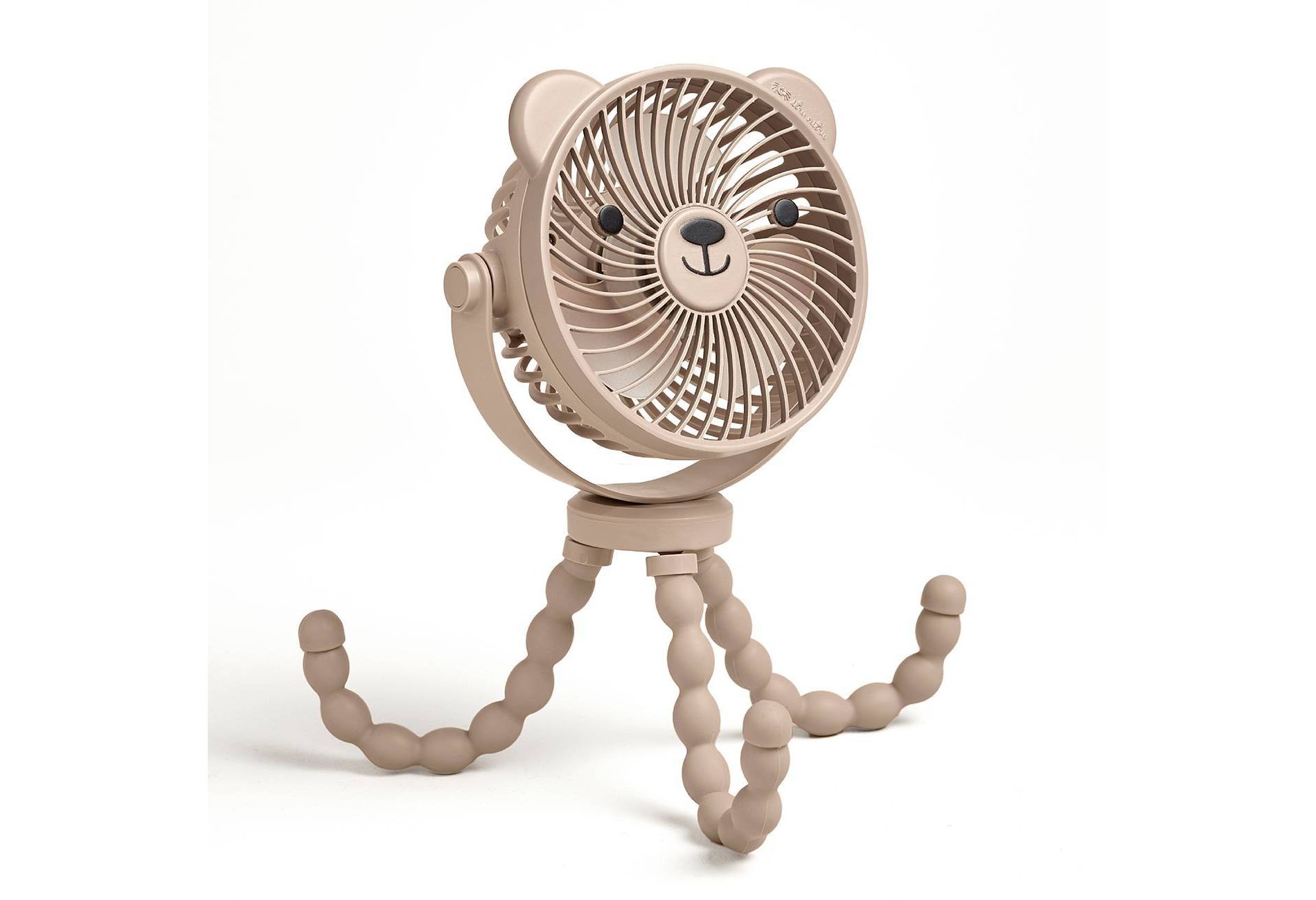 Itzy Ritzy Itzy Breeze 3-Speed Stroller Fan with Rechargeable Battery and Easy Attach Design - Tan Bear