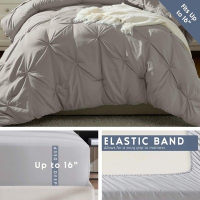 Twin Linen Pinch Pleat Down Alternative Microfiber Bedding Set