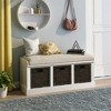 XINGHANZHENXUAN Entryway Bench with 3 Rattan Baskets & Cushion, No Assembly Needed, 220lb Capacity - 4 of 4
