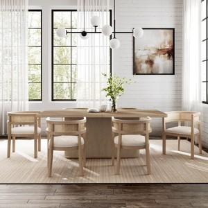 Christopher Knight Home Kassadin Farmhouse 7 Piece Dining Set with Rubberwood Upholstered Rattan Chairs - 1 of 4