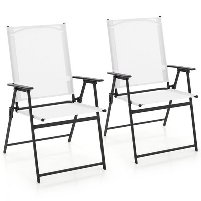 Tangkula 2-Piece Patio Folding Chairs High Back Dining Chair Set w/ Weather-resistant Fabric