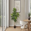 GlasFlength Artificial Plants Artificial Rubber Tree Artificial Fiddle Tree Faux Plants for Indoor Home Decor, Green, 27.5"*19.75"*47.25" - 2 of 4