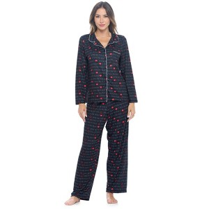 Casual Nights Women's Long Sleeve Rayon Button Down Pajama Set - 1 of 4