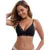 INSPIRE CHIC Women's Lace Plunge Wireless Everyday Back Closure Adjustable Spaghetti Straps Lightweight Triangle Bra - 4 of 4
