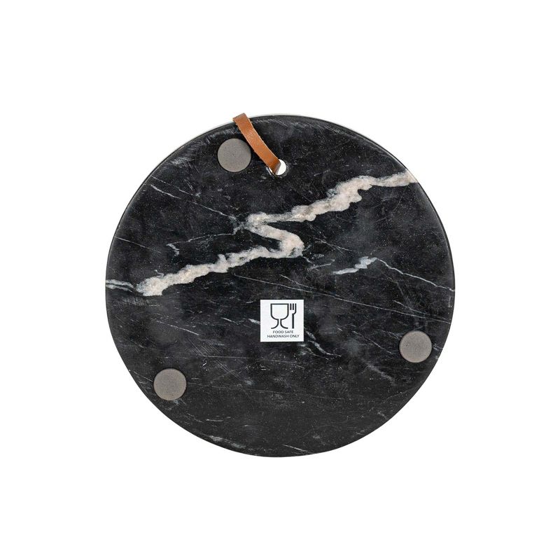 Round Cutting Board Black Marble & Leather by Foreside Home & Garden, 5 of 8