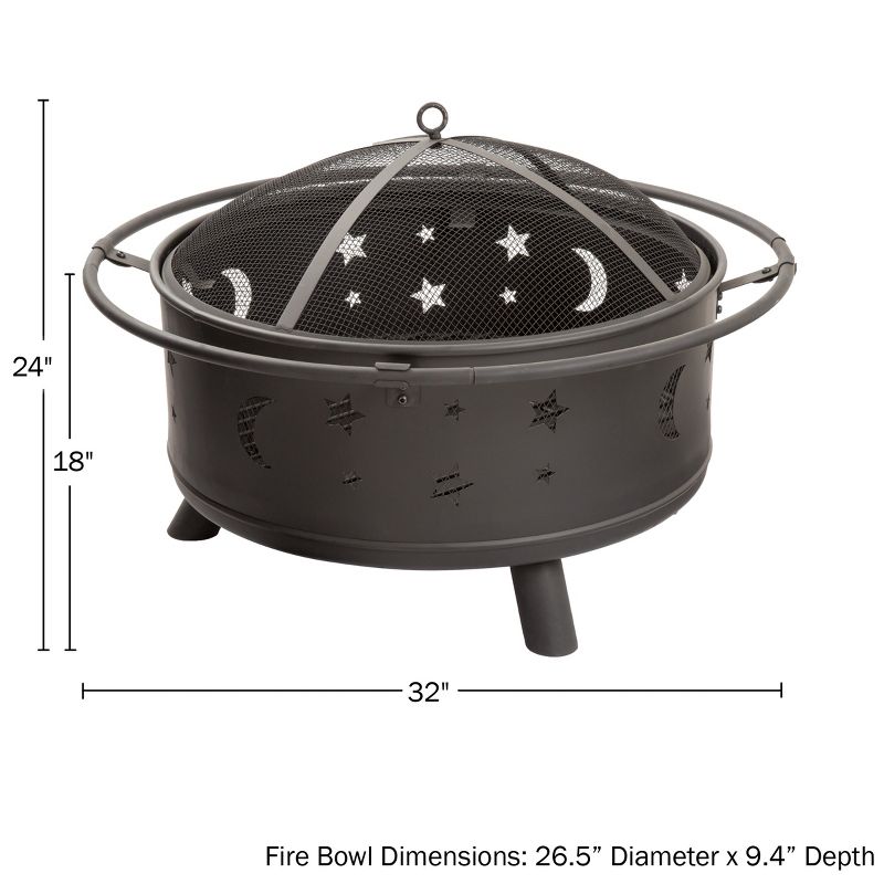 Nature Spring Star and Moon Wood Burning Fire Pit – Black, 5 of 6