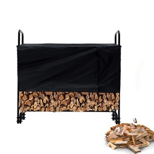 12.5 ft Firewood Rack with Cover, Heavy Duty Carbon Steel Indoor ...