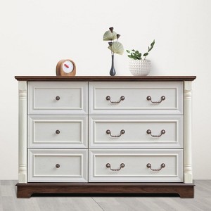RISOKEYS 6 Drawer Dresser Chest with Base Wooden Rustic Chest of Drawers, Storage Organizer for Bedroom, Living Room, Beautiful Sturdy and Durable - 1 of 4