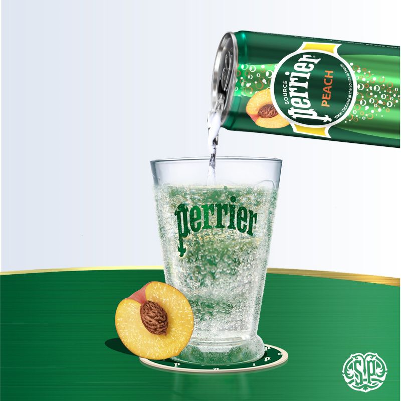 Perrier Peach Flavored Sparkling Water - 8pk/11.15 fl oz Cans, 4 of 12