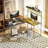 HOMCOM 61.6" L Shaped Desk with Power Outlets & LED Lights, Convertible Computer Desk with Monitor Stand and Computer Shelf for Home Office, Black - 2 of 4