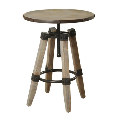 Collective Design Hanley Wooden Side Table for Living, Dining Room Accent Furniture Decor, Distressed Wood and Metal