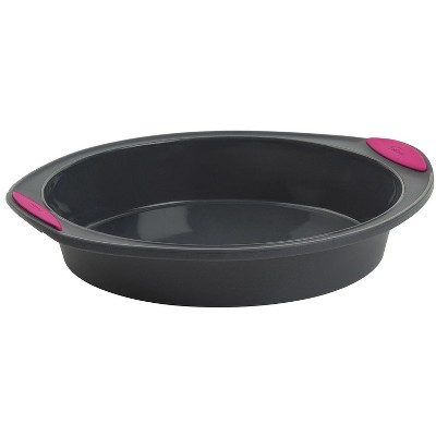 Trudeau Structure Silicone 9-Inch Round Cake Pan, Gray/Pink