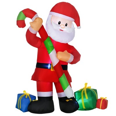 HOMCOM 6' Christmas Inflatables Santa Claus with Candy Cane, Outdoor Blow Up Yard Decoration with Build-in LED for Party