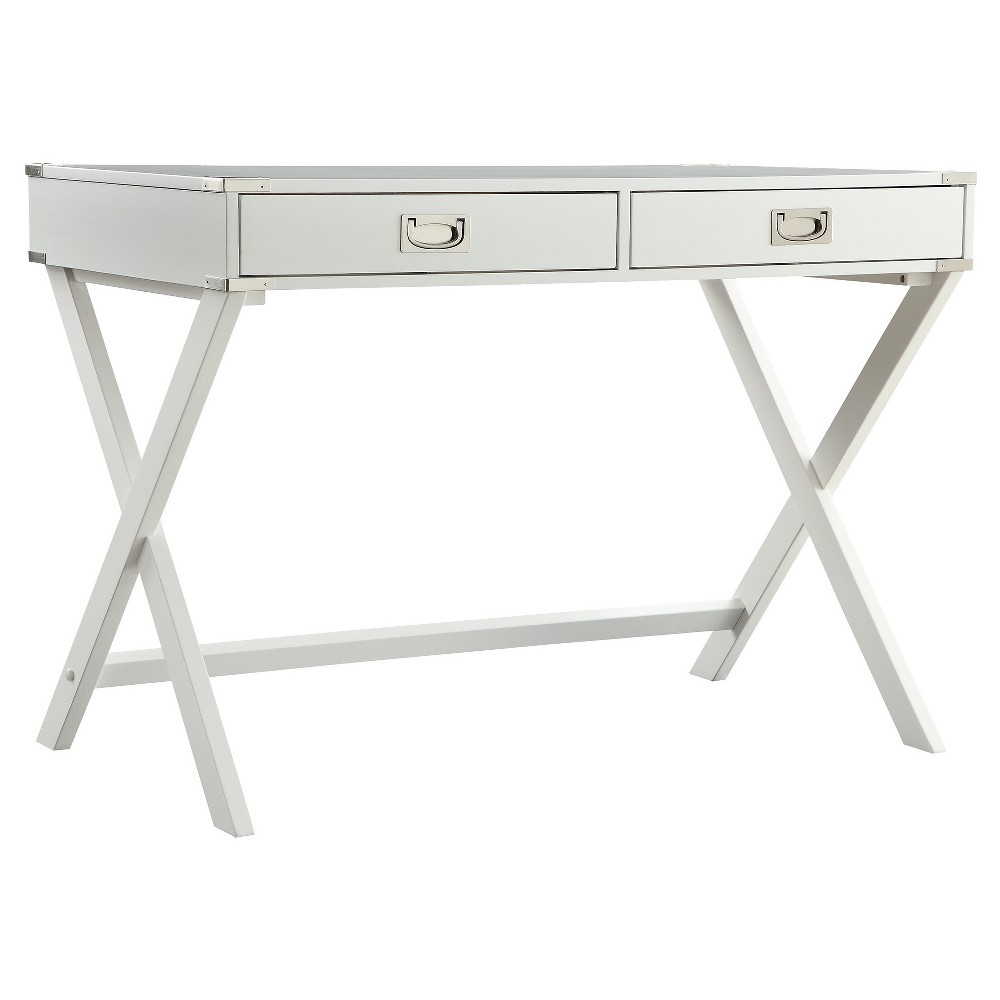 Photos - Office Desk Kenton Wood Writing Desk with Drawers White - Inspire Q