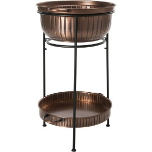 Naka Indoor/Outdoor Beverage Tub W/ Stand PIT2006 - Antique Copper/Black - Safavieh - 1 of 4