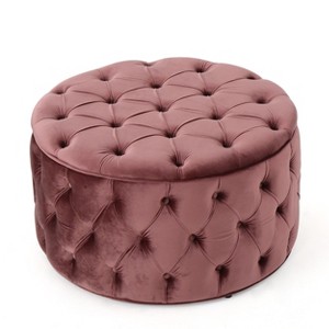 NicBex Ottoman Foot Rest with Buttons Stylish Footstools and Ottomans Round Upholstered Velvet Ottoman for Bedroom, Living Room - 1 of 4