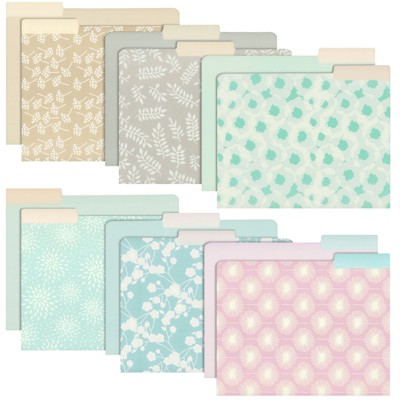 Juvale 12-pack Pastel Decorative File Folders For Women, Pretty