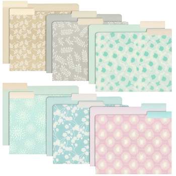 Juvale 12-Pack Pastel Decorative File Folders for Women, Pretty Classroom Supplies, Office, Letter Size, 1/3 Cut Tabs, 12 Designs, 11.5x9.5 In