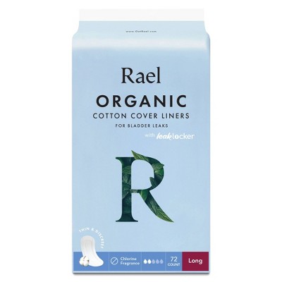 Photo 1 of  2 PACK Rael Organic Cotton Cover Panty Liners for Bladder Leaks - Long - 72ct
