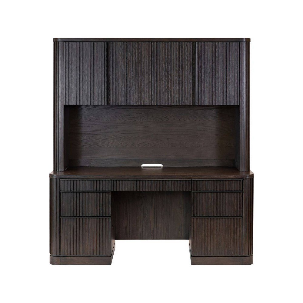 Martin Furniture Executive Credenza and Hutch Office Desk Brown Fully Assembled
